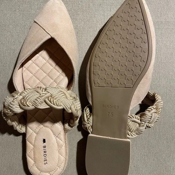 Birdies Swan Women's Tan Braided Slip-On Flats 7.5 NWOB - Picture 2 of 3